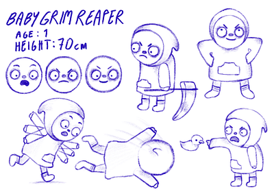 Character Design - Baby Grim Reaper character design design model sheet procreate storyboard