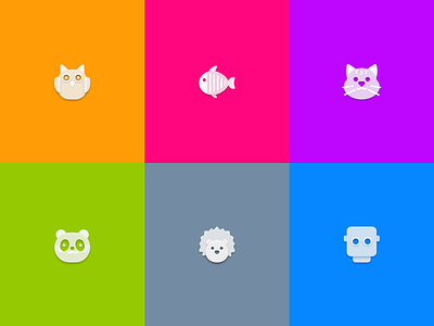 Animal avatars animals avatar cat design faces figma fish graphic design hedgehog icons owl panda robot sketch soft touch softglass ui vector