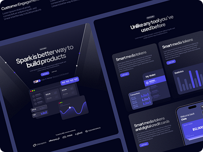 Spark Framer Template black branding business dark darkmode website design framer graphic design illustration linear logo purple saas saas website templates ui web design webflow website website design