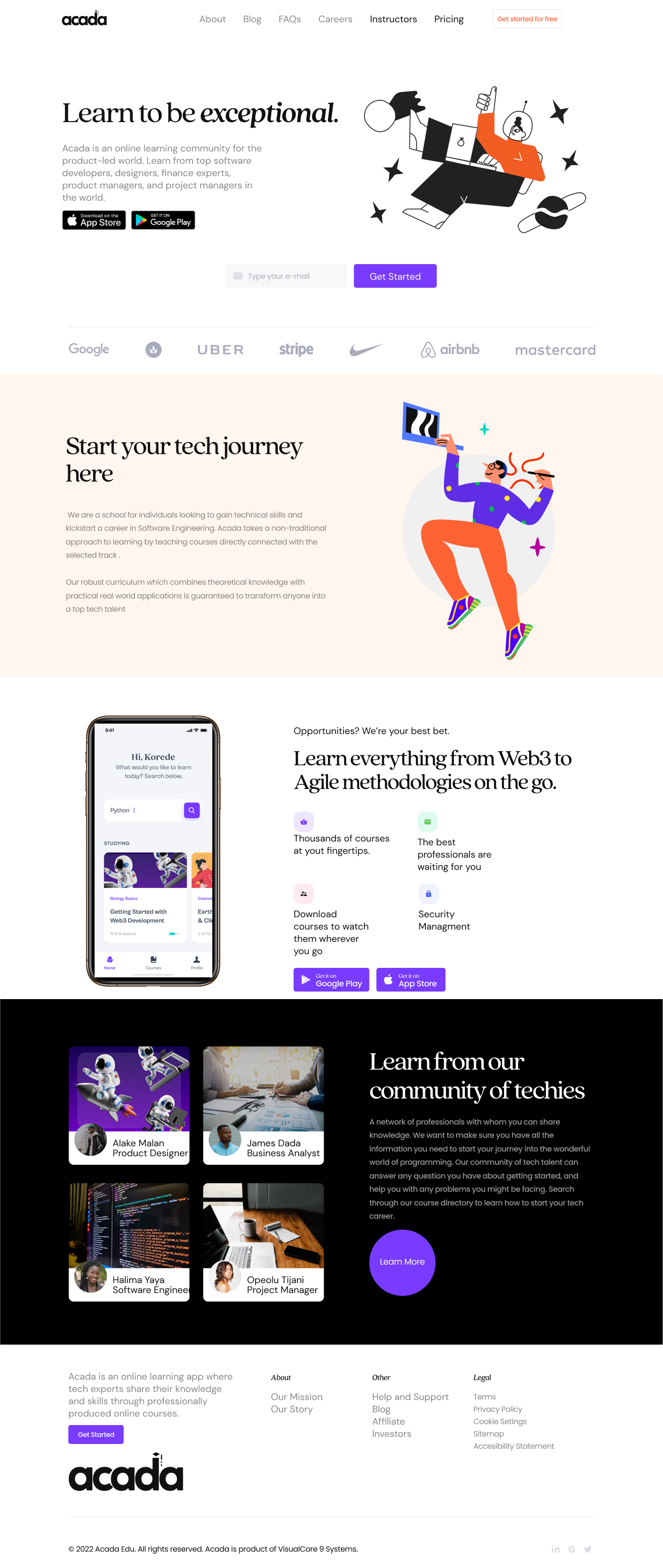 Acada Landing Page branding graphic design logo ui