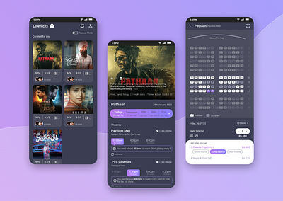 Cineflicks- Experience a personalized ticket booking ui ux visual design