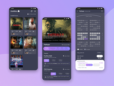 Cineflicks- Experience a personalized ticket booking ui ux visual design