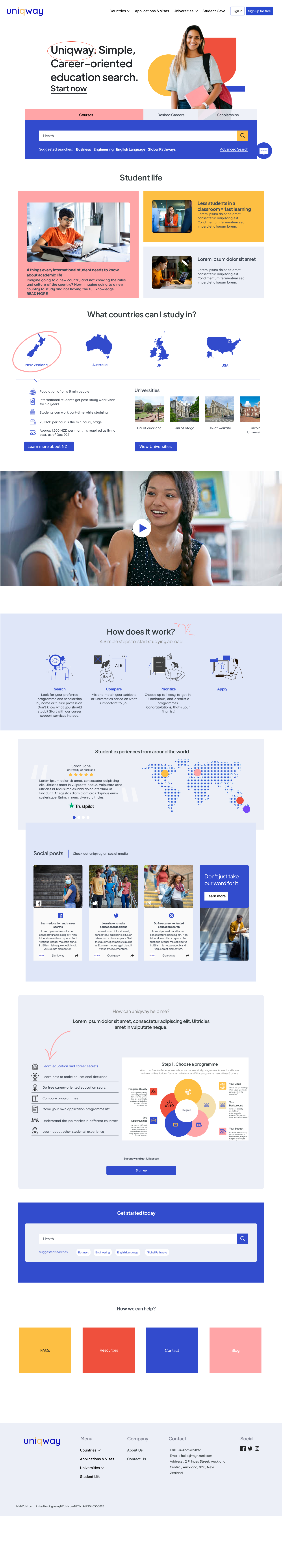 Uniqway Website branding graphic design ui