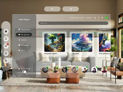Gaming VR dashboard. design figma graphic design ui uidesign vr