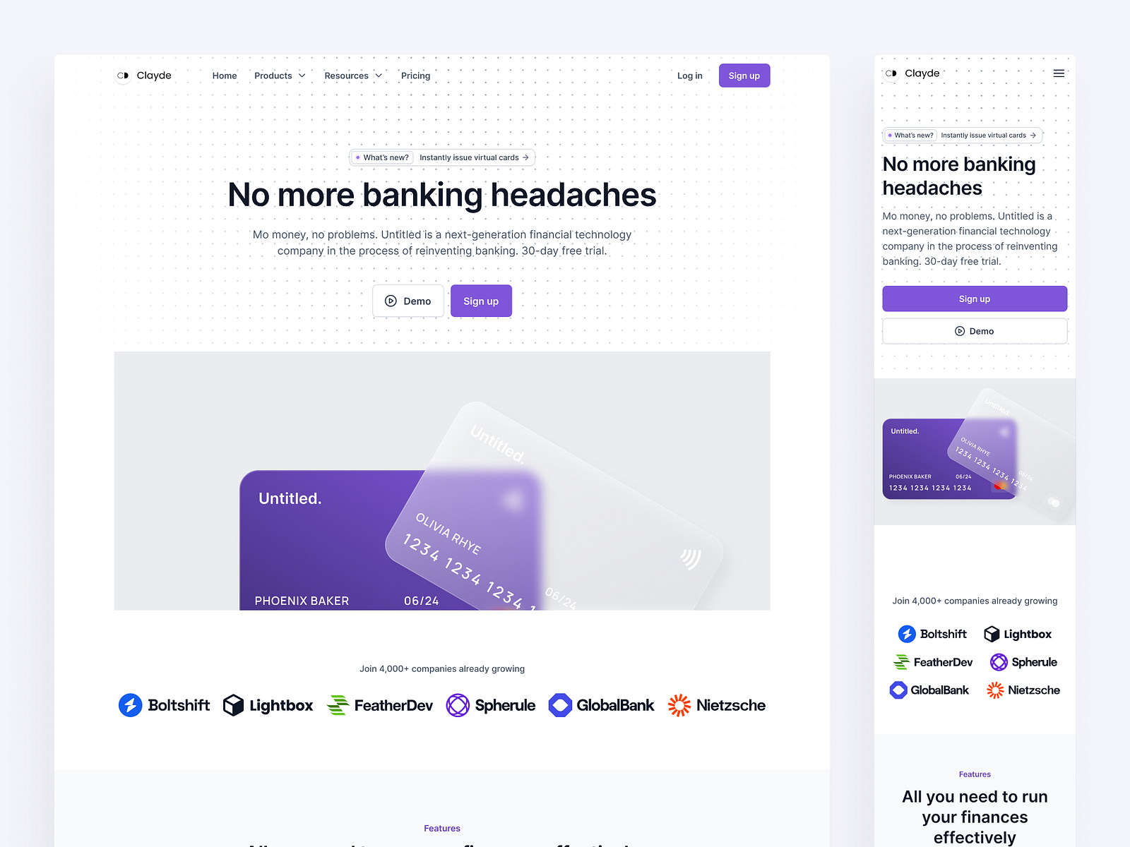 Online Banking Landing Page by Clayde on Dribbble