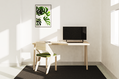 Home office 3D Rendering 3d productdesign render scenario