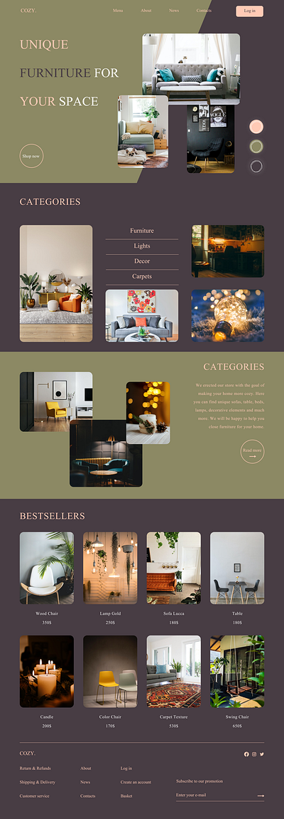 Furniture Web Landing Page design graphic design illustration ui ux