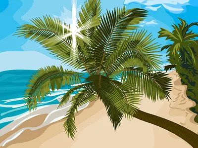 Пальма на песчаном пляже. coconut tree