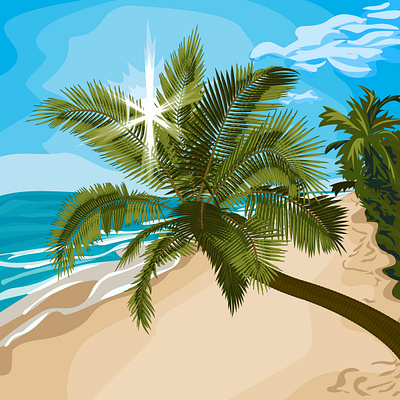 Пальма на песчаном пляже. coconut tree