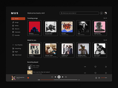 Daily UI #009 - Music Player 009 challenge daily daily ui daily ui 009 daily ui challenge dashboard figma home page music music player ui uiux user interface web web design website