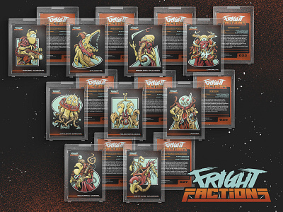 Fright Factions Kleptonauts aliens bestiary card game character design illustration pirates sci fi science fictions trading cards