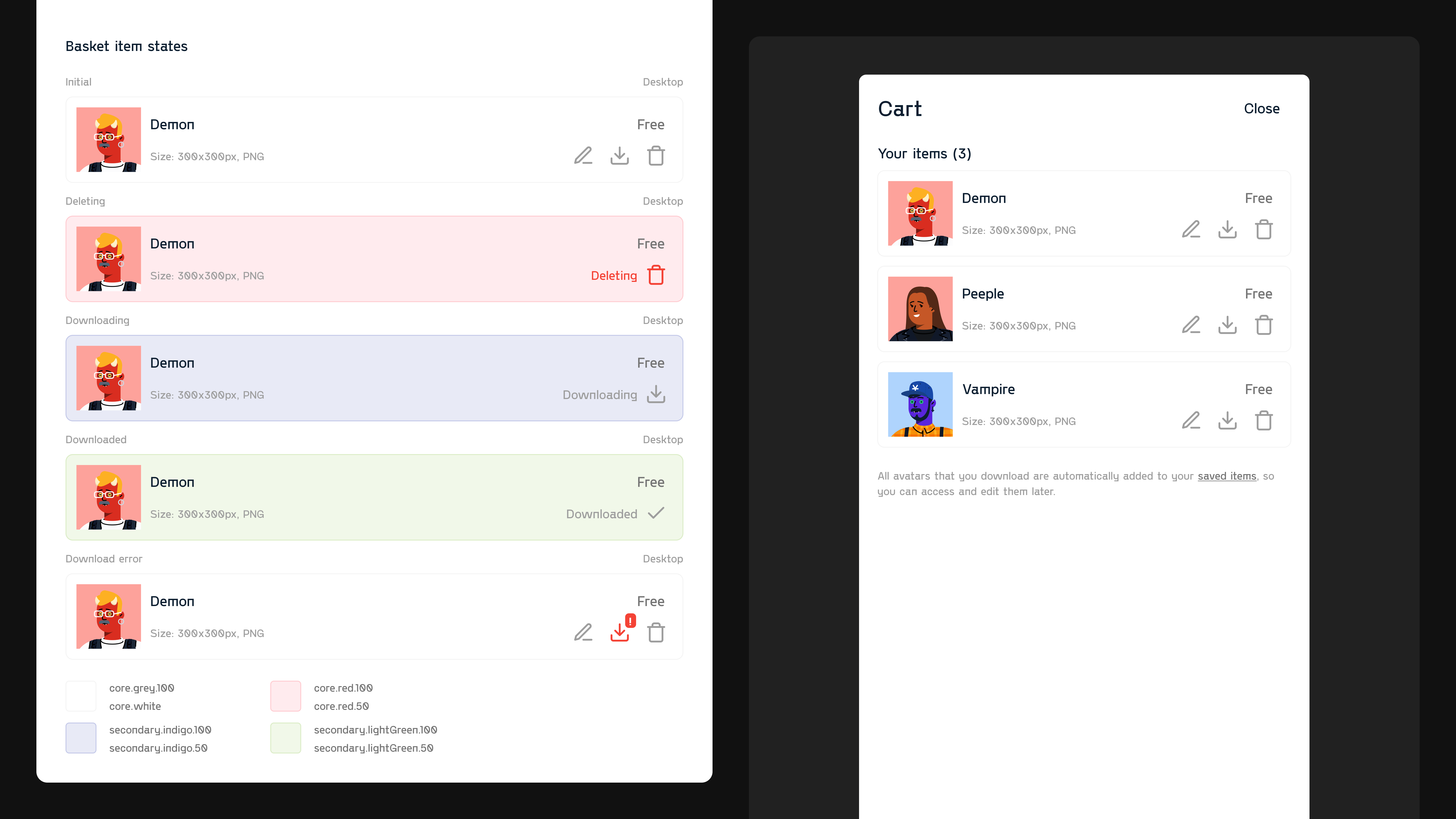 Creeple - Basket management flows basket cart download downloading illustration micro interaction ui ux