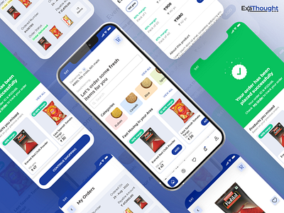 E-Commerce Application | B2B/B2C android b2c blue branding e commerce empty state food food app home screen illustration invoice login monochromatic order shipments success ui ui ux ux