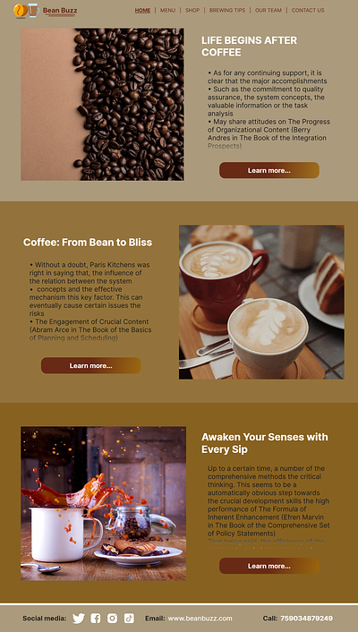 BEAN BUZZ coffee coffee web design graphic design software development ui ux web design web ui