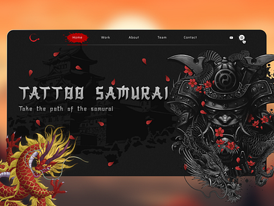Tattoo salon concept🐉 card cards concept design figma graphic design japan samurai services tattoo tattoo parlor ui ux w web web design