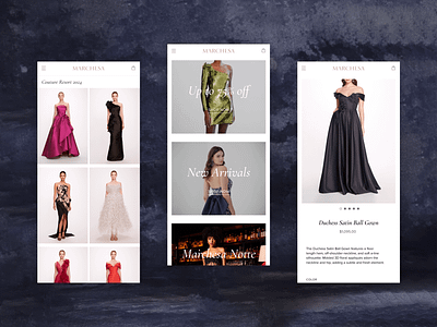 Marchesa - Contemporary User Experience development ecommerce navigation pdp plp product shopify plus user experience uxui