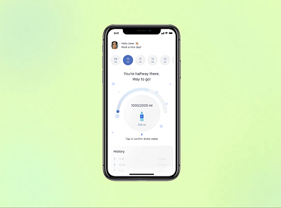 Water Balance Tracker animation appdesign dailyroutine designinspiration healthapp healthtech hydration mobileapp ui ui design uxui