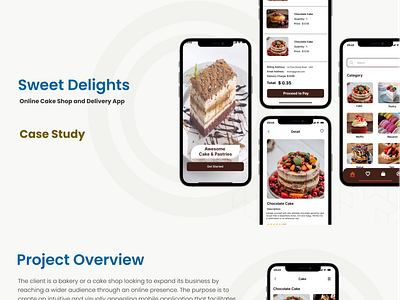 Sweet Delights (Online Cake Shop & Delivery App) UI Design app application bakery cake design design shop interface interface design ios pastry ui ui design uiux user expeience user interface ux