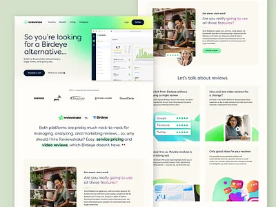 Landing page for Reviews aggregator design elementor pro figma landing page reviews ui web design wordpress