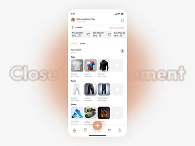 Closet Management App app closet home screen mobile app ui ui design uiux wardrobe