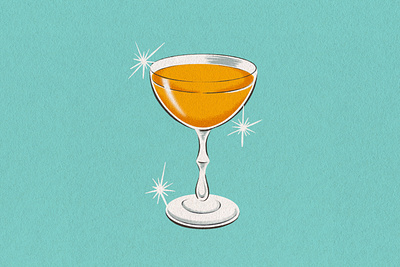 Melba Cocktail alcohol beverage cocktail coupe digital art digital illustration drawing drink menu graphic design illustration illustrator martini menu procreate retro social media spot illustration stars texture vintage