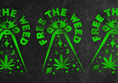 FREE THE WEED 🍁🛸 aliens cannabis grafitti health help nature spray paint stencil street art ufo ufos weed