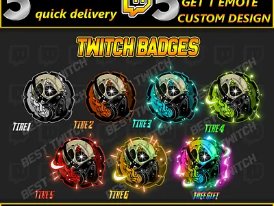 The Best Twitch Skull Sub Badges and Bits Badges Emotes! best twitch badges branding design graphic design graphices illustration logo mascot motion graphics new badges sub badges twitch twitch badges twitch emotes twitch logo ui