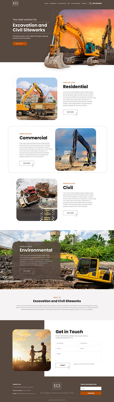 Excavation and Civil Siteworks Company branding construction design figma home homepage landing landing page landingpage product design ui uidesign uiux user interface ux ux design uxui web design webdesign website