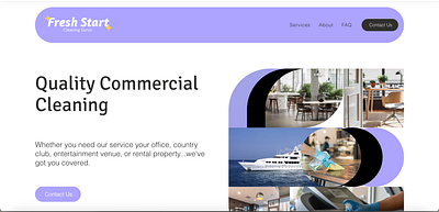 Commercial Cleaning Company above the fold animation design logo modern one page sections simple web design