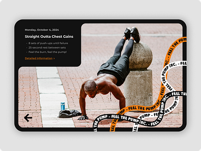 Daily UI #062 - Workout of the Day 2d 62 brand branding daily ui daily ui 62 dailyui design energetic graphic design image orange ornaments push up ribbons ui ux website workout workout of the day
