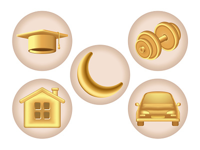 Gold Icons gold gold icons gold things golden cap golden car golden dumble golden home golden moon graduation cap icons