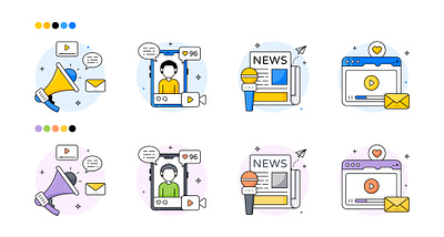 Social Media Icons color icons icons marketing icons news outline icons social icons social media social media icons social media marketing solid color icons