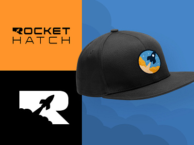 Rocket Hatch Logo brand brand identity branding design graphic design hat identity illustration illustrator logo mascot modern patch patch design rocket ship space space ship vector