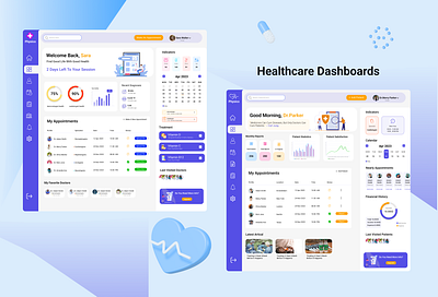 Doctor and patient medical dashboard graphic design ui