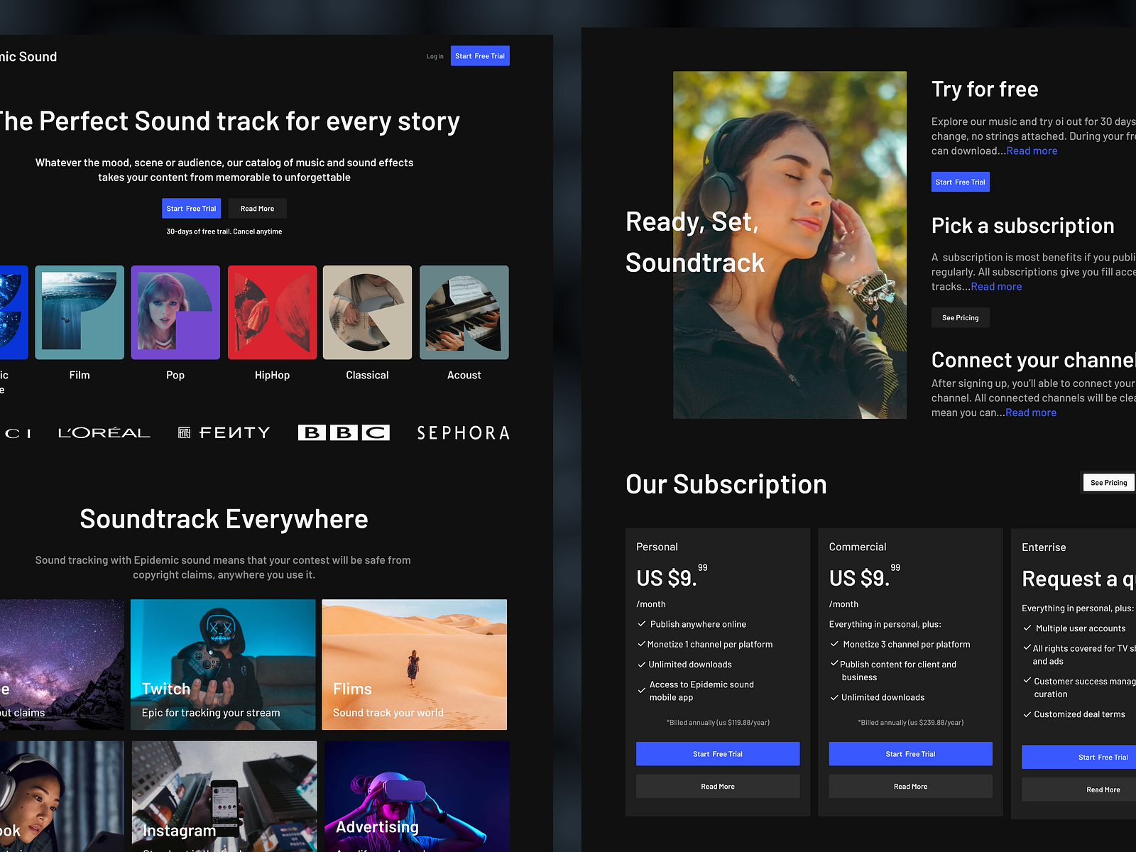 Epidemic Sound Website Design by Mehejabin Tabassum Lamia on Dribbble