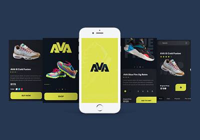 AVA mobile app ui branding design mobile product shoe sneakers ui ux