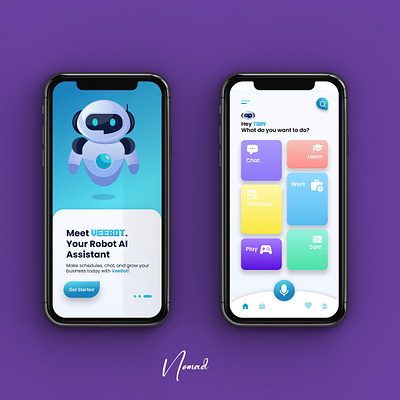 VEEBOT (AI assistant) ai app chat design device graphic design mobile product ui ux