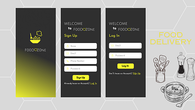 Splash, Login, and Signup Screens for a Food Delivery App delivery app food food delivery app food delivery login login screen login screen ui sign in sign up splash splash screen ui ui ui ux design