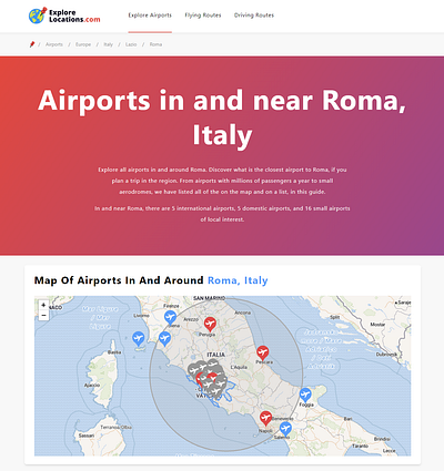 Popular Airports in and near Rome, Italy ui