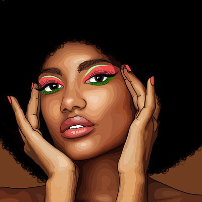 Afro girl afro art digital art drawing illustration portrait