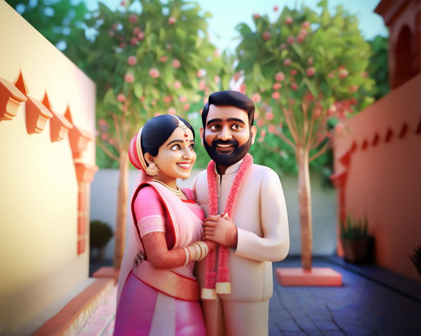 Pixar-style AI-Generated Wedding Card Design wedding card design