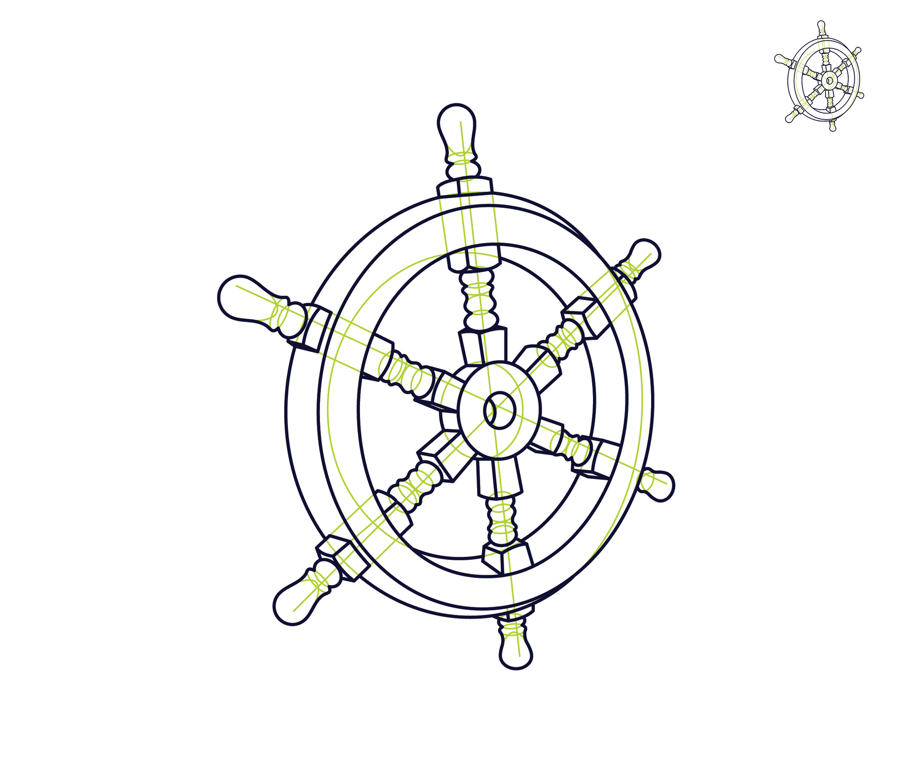 Helm Icon (Process GIF) brand company values direction gif helm icon illustration line linecon nautical ocean process sea ship sketch steer values vector wheel wip