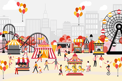 Custom illustrations for firm-wide summer carnival event branding design graphic design illustration vector