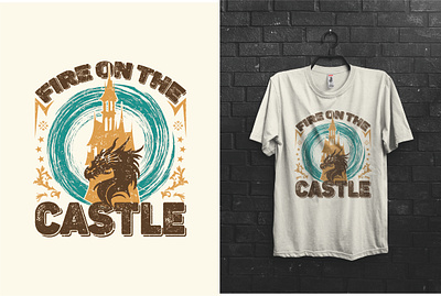Fire on the castle t-shirt design motion graphics pod expart