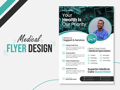 Medical Flyer Design a4 ads advertising brand identity branding business clinic design doctor flyer graphic design handout health hospital leaflet marketing medical pamphlet promotion