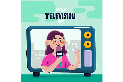 World TV Day Illustration celebration communication day digital greeting illustration information marketing media screen television vector