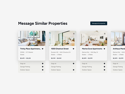 Zumper - Multi Message card comparison messaging multi message product design property listing real estate ui ux zumper
