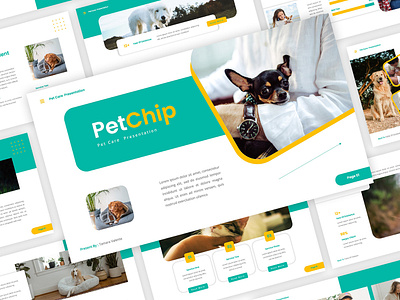 PetChip - Pet Care PowerPoint Template animal animation business care cat design dog domestic food graphic design pet powerpoint presentation puppy shop store typography ui unique zoo