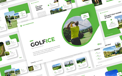 Golfice - Golf PowerPoint Template animation business cady club company corporate course deck design field golf golfer graphic design powerpoint presentation professional sport typography ui unique