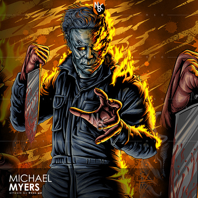 Michael Myers apparel character clothing clothing brand dark fire halloween halloween special horror illustration knife merchendise metal metal band metalica michael myers monster nft scary spooky
